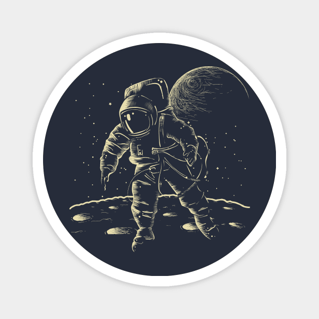 Astronaut in Space, Minimal Design Magnet by stephentremblett